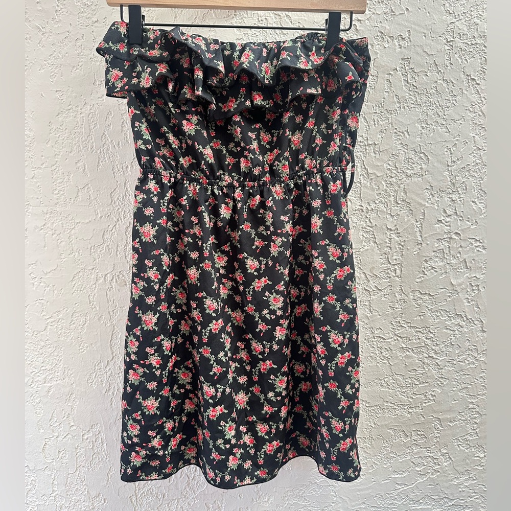 Floral Black mini dress